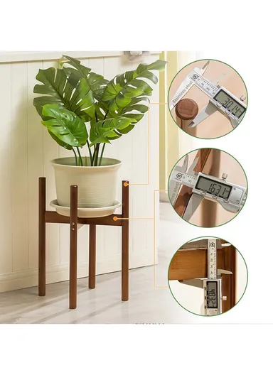 Bamboo Wood Indoor Plant Flower Stand (L28 x W28 x H33)cm - S