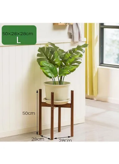 Bamboo Wood Indoor Plant Flower Stand (L28 x W28 x H33)cm - S