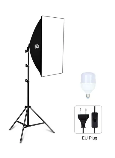 50x70cm Photography Lighting Photo Studio Softbox + Light Tripod + E27 LED Lamp Bulb - EU Plug