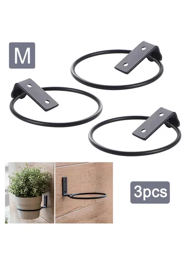 3 Pcs Wall Iron Folding Metal Flower Pot (L17.5 x D15)cm