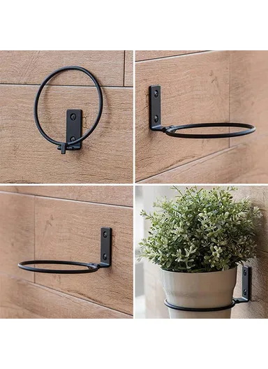 3 Pcs Wall Iron Folding Metal Flower Pot (L17.5 x D15)cm