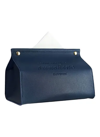 Nordic Snap Button Design PU Leather Tissue Box Cover YT2014 (L12.5 x W19.5 x H14)cm - Blue