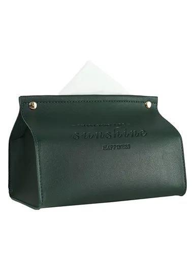 Nordic Snap Button Design PU Leather Tissue Box Cover YT2014 (L12.5 x W19.5 x H14)cm - Green