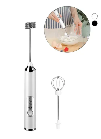USB Rechargeable Automatic 1200mA Electric Handheld 3-Speed Foam Maker Food Frother &amp; Whisker