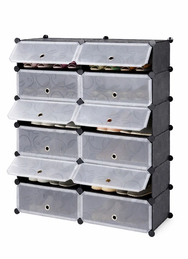 DIY Plastic Storage Shoe Rack 12 Cabinets (W94 x D37 x H108)cm - No Drawings