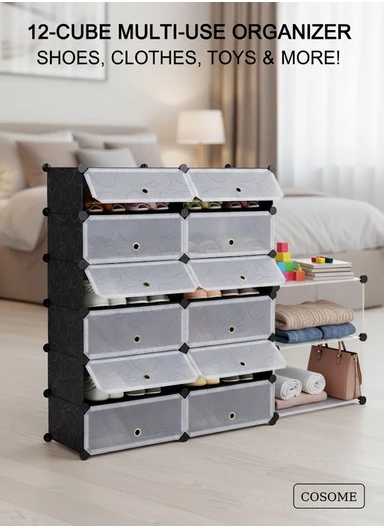 DIY Plastic Storage Shoe Rack 12 Cabinets (W94 x D37 x H108)cm - No Drawings