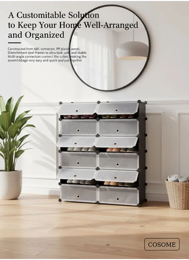 DIY Plastic Storage Shoe Rack 12 Cabinets (W94 x D37 x H108)cm - No Drawings