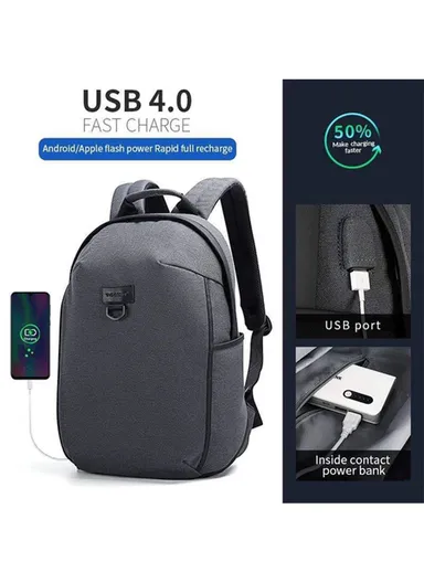 15.6-Inch Laptop Bike Backpack With TSA Lock &amp; RFID Anti-Theft Pocket - Gray