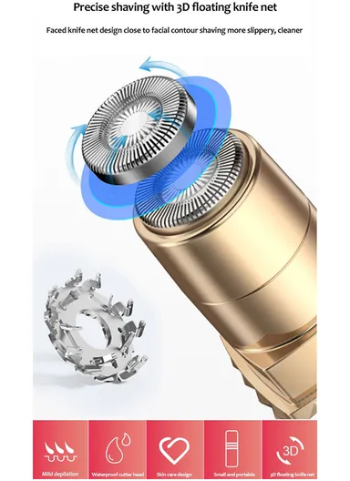 350mAh 1W Rechargeable Facial Hair Remover with Built-in Light, Portable Facial Hair Epilator (L10 x W2)cm 70081 - White