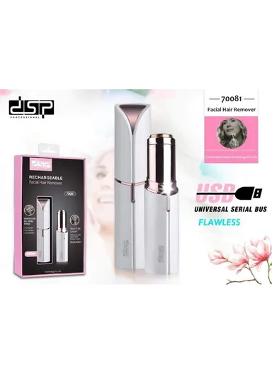 350mAh 1W Rechargeable Facial Hair Remover with Built-in Light, Portable Facial Hair Epilator (L10 x W2)cm 70081 - White