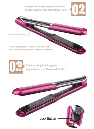 50W Professional Hair Straightener with LED Display &amp; Adjustable Temperature 10083- Blue