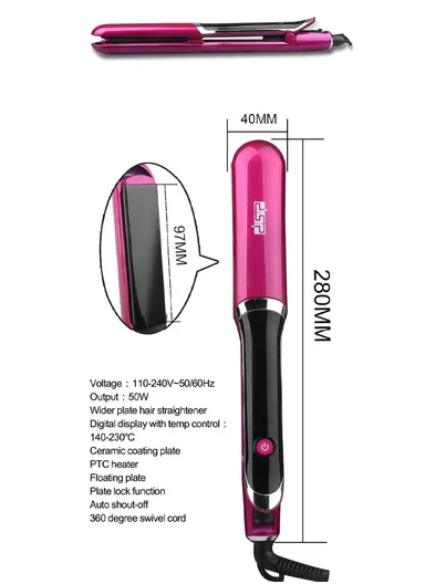 50W Professional Hair Straightener with LED Display &amp; Adjustable Temperature 10083- Blue