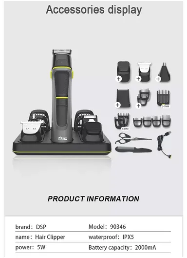 5W 7000rpm 14-In-1 Waterproof Rechargeable Professional Multi-Purpose Hair Trimmer Kit 90346