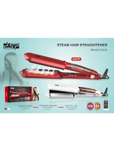 80W Professional Hair Straightener With LED Display &amp; Adjustable Temperature 10242 - Red
