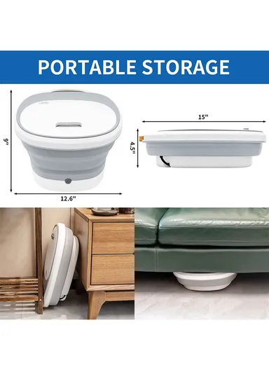 500W Folding Foot Spa Massager With Heating Foot Massage &amp; 4 Shiatsu Massage Rollers, Bubble, Red Light, &amp; Heat Controlled