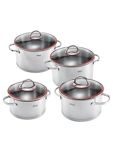 8 PCS 18/20/24/26cm Stainless Steel Casserole Set With Glass Lids CS003-S02