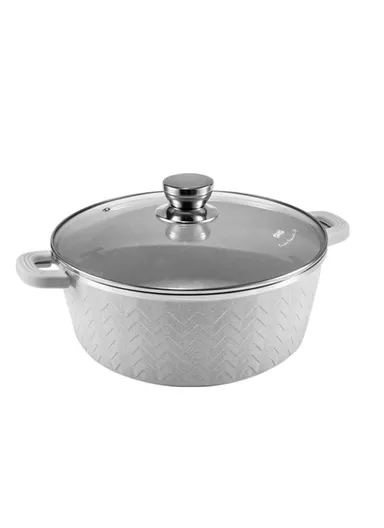 9 PCS 20/24/28/32cm Non-Stick Toughened Casserole Set With 28cm Pot &amp; Glass Lids CA001-S01 - Beige