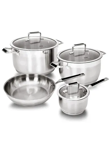 7 PCS 24/28CM CASSEROLE + 16CM SAUCE PAN + 28CM FRY PAN Stainless Steel Multi-Cookware Set CS002-S01
