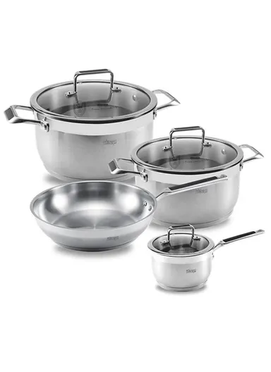 7 PCS 24/28CM CASSEROLE + 16CM SAUCE PAN + 28CM FRY PAN Stainless Steel Multi-Cookware Set CS002-S01