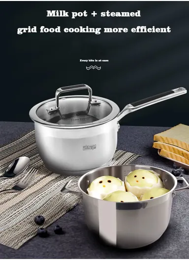 7 PCS 24/28CM CASSEROLE + 16CM SAUCE PAN + 28CM FRY PAN Stainless Steel Multi-Cookware Set CS002-S01