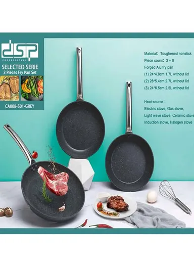 3 PCS 24/24/28cm Toughened Non-Stick Fry Pan Set CA008-S01