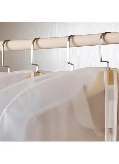 5Pc Clear Garment Bags Clothes Covers For Suits Dresses Coats (L140 x W60)cm - White