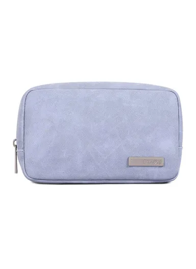 Solid Color PU Leather Digital Accessories Storage Bag (L20cm x W7cm x H12)cm L11-S11 - Blue