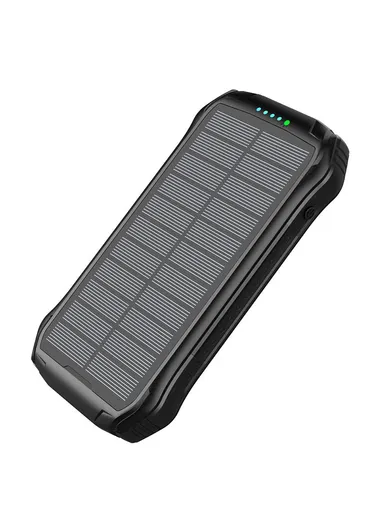 16000mAh 18W-10W Portable Solar Wireless Fast Charger &amp; Wire Charging, Waterproof &amp; Shockproof Solar Power Bank F16W (L17.1 x  W8.4 x H2.2)cm - Black