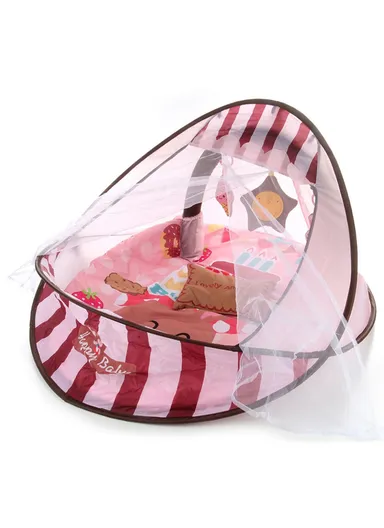 2-In-1 Baby Portable Bed With Pillow &amp; Music - Pink / 3m+
