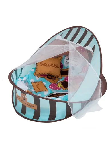 2-In-1 Baby Portable Bed With Pillow &amp; Music - Blue / 3m+