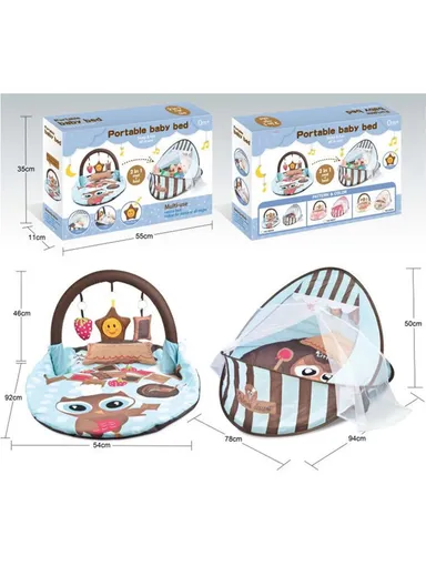 2-In-1 Baby Portable Bed With Pillow &amp; Music - Blue / 3m+