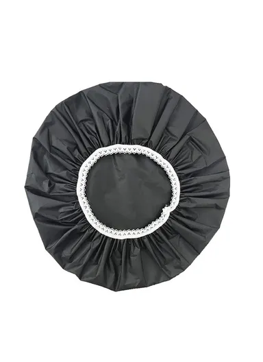 Waterproof Elastic Bathing Shower Cap - Black