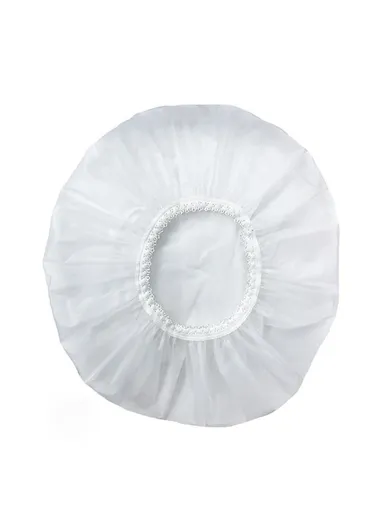 Waterproof Elastic Bathing Shower Cap - White