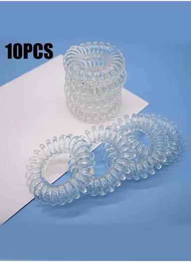 10 Pcs Women Elastic Hairbands Set - Transparent
