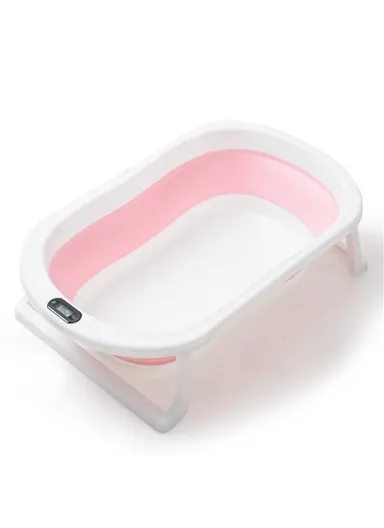 Water Temperature Display Foldable Baby Bath Tub - Pink
