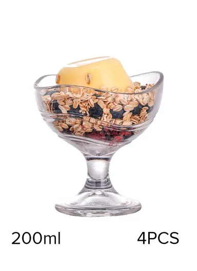 4 Pcs 200ML Ice Cream Glass Cup Set 