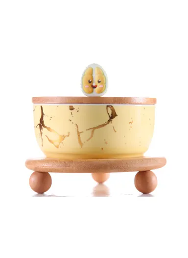Ceramic Butter Dish With Bamboo Lid &amp; Stand