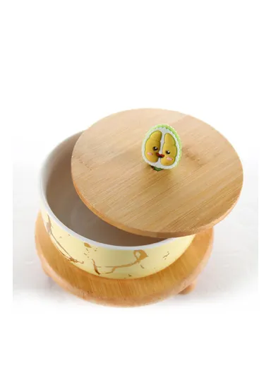 Ceramic Butter Dish With Bamboo Lid &amp; Stand