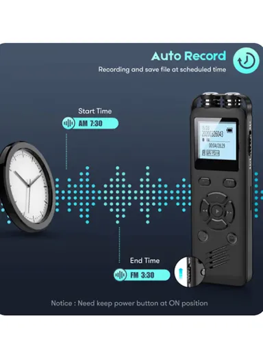 Tecnolux 0.47 Inch Voice Recorder Digital 2 Microphones Rechargeable Audio Sound Dictaphone