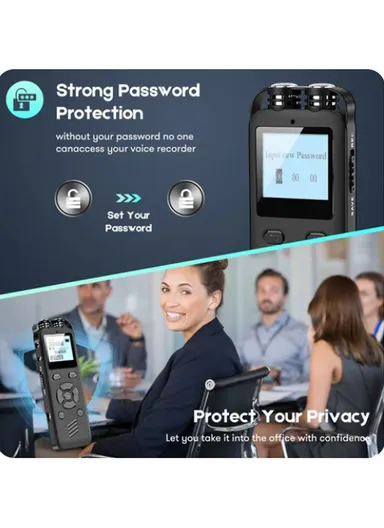 Tecnolux 0.47 Inch Voice Recorder Digital 2 Microphones Rechargeable Audio Sound Dictaphone