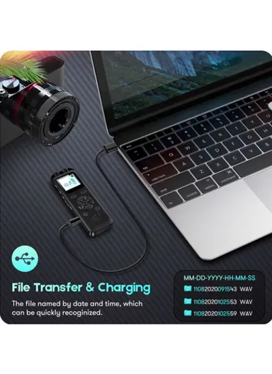 Tecnolux 0.47 Inch Voice Recorder Digital 2 Microphones Rechargeable Audio Sound Dictaphone