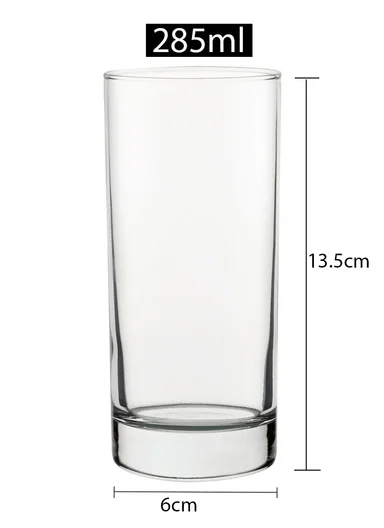 285ML 6Pcs High-Quality Round Glass Cup Set (D6 x H13.5)cm - Transaparent