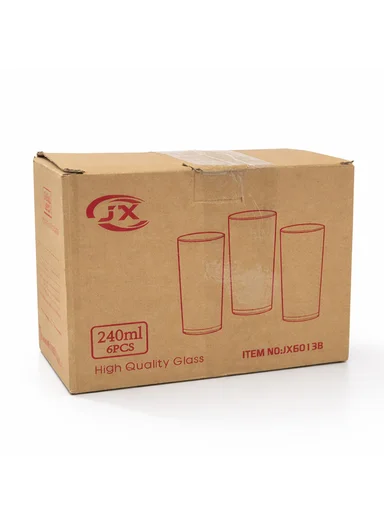 285ML 6Pcs High-Quality Round Glass Cup Set (D6 x H13.5)cm - Transaparent