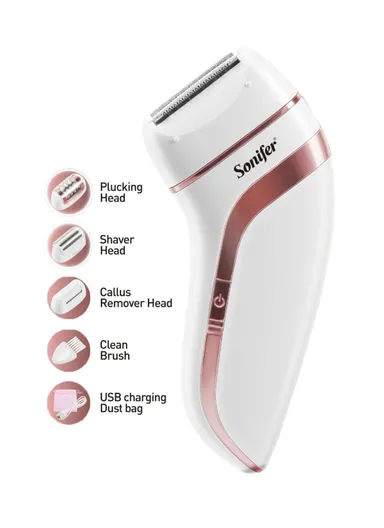 3W 3-in-1 Rechargeable Lady Epilator Shaver, Multi-Use Callus Remover Epilator with 3 Heads SF-9551