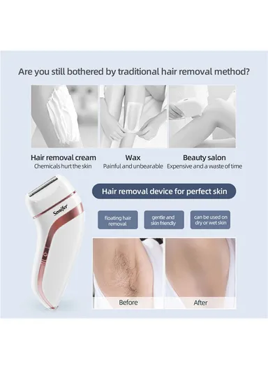 3W 3-in-1 Rechargeable Lady Epilator Shaver, Multi-Use Callus Remover Epilator with 3 Heads SF-9551
