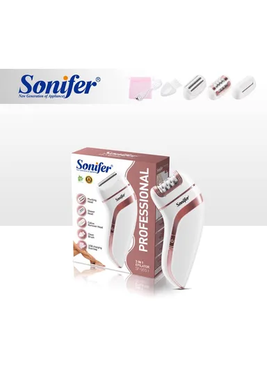 3W 3-in-1 Rechargeable Lady Epilator Shaver, Multi-Use Callus Remover Epilator with 3 Heads SF-9551