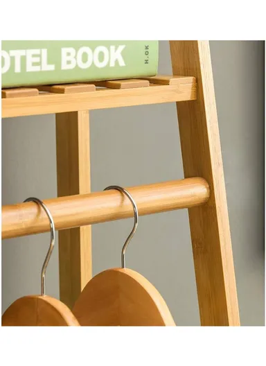 Bamboo Wooden Coat Stand Rack Hanger With Top &amp; Bottom Shelves Clothes Storage Organizer YMJ-ZZ (W98.5 x H140)cm