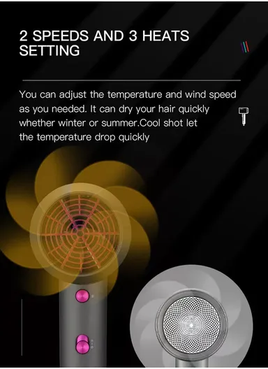 1600-2000W 2 Heat Settings Electric Hair Dryer With Concentrated Nozzle V-400  