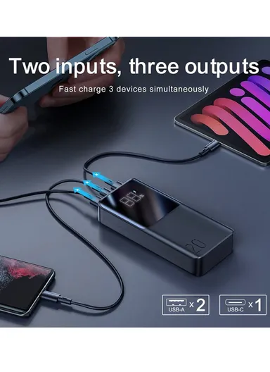 20000mAh 22.5W LED Display Fast Charging Power Bank JR-QP192 - Black