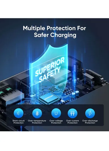 22.5W 30000mAh QC3.0 &amp; PD3.0 Dual Input 3-Way Output Power Bank JR-QP193 - Black